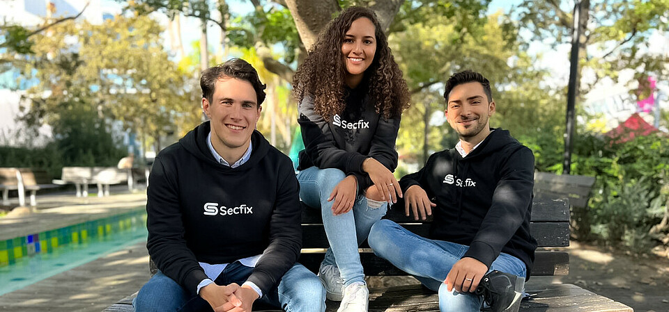 Woman on top – Fabiola (CEO) with co-founders Grigory (CTO) and Branko (CISO) Ex ethical hackers – the co-founders of Secfix
