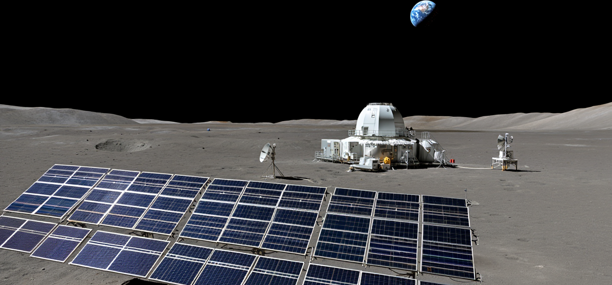 moon base with solar cells
