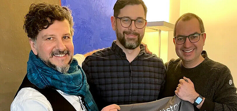 Testing the propensity of material – the Quantistry management team. Managing Quantistry: Arturo Robertazzi, Stefan Kupferberg, and CEO Marcel Quennet