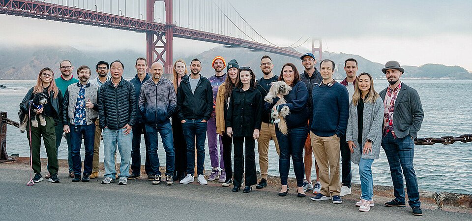 A Berliner in San Francisco – Ali Albazaz ninth from left. The Inkitt San Francisco team.