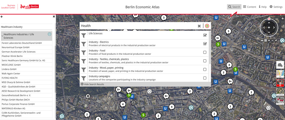 2D map view economic atlas berlin, business location finder 2D map view economic atlas berlin, business location finder